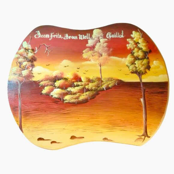 Painting Tropical Landscape Tiki Sunset Wall Art Set Jean Fritz Guillot - Picture 1 of 5